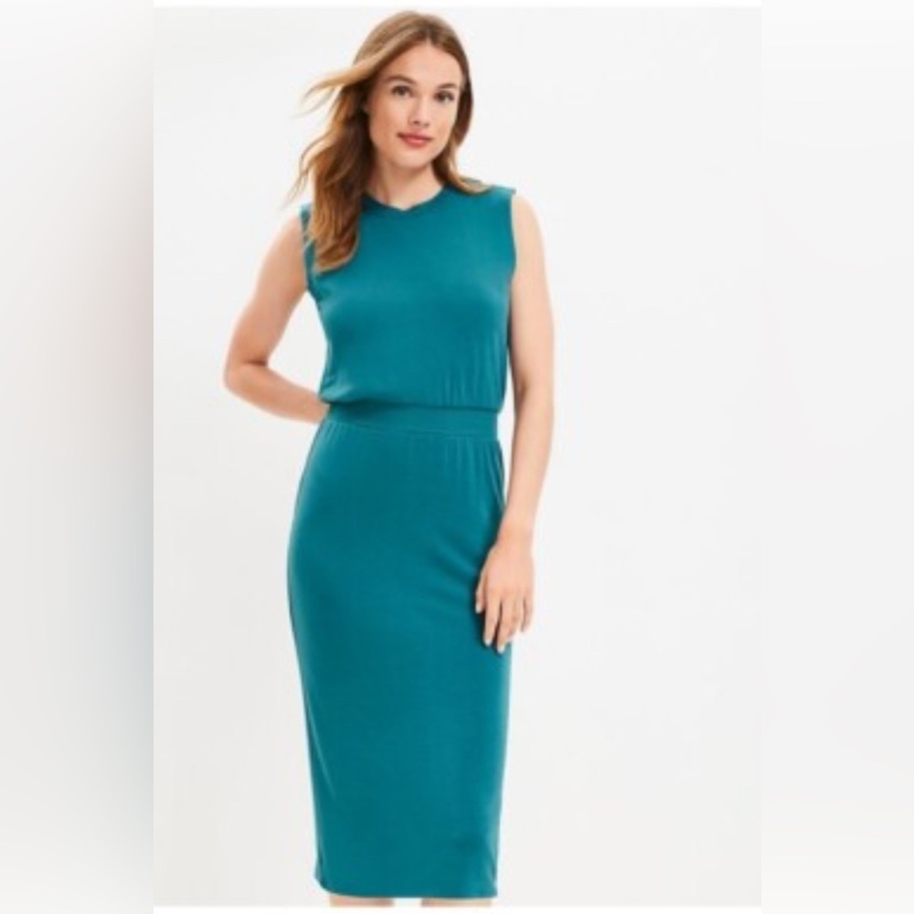 Lou & Grey Signature Soft Cinch Waist Midi Dress Dragonfly Sz XS